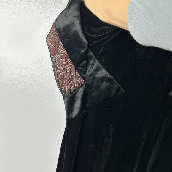 Vintage Rhapsody Womens Velvet Maxi Gown Sz 4 Black Y2K Mesh Buttons Whimsigoth - Picture 5 of 11